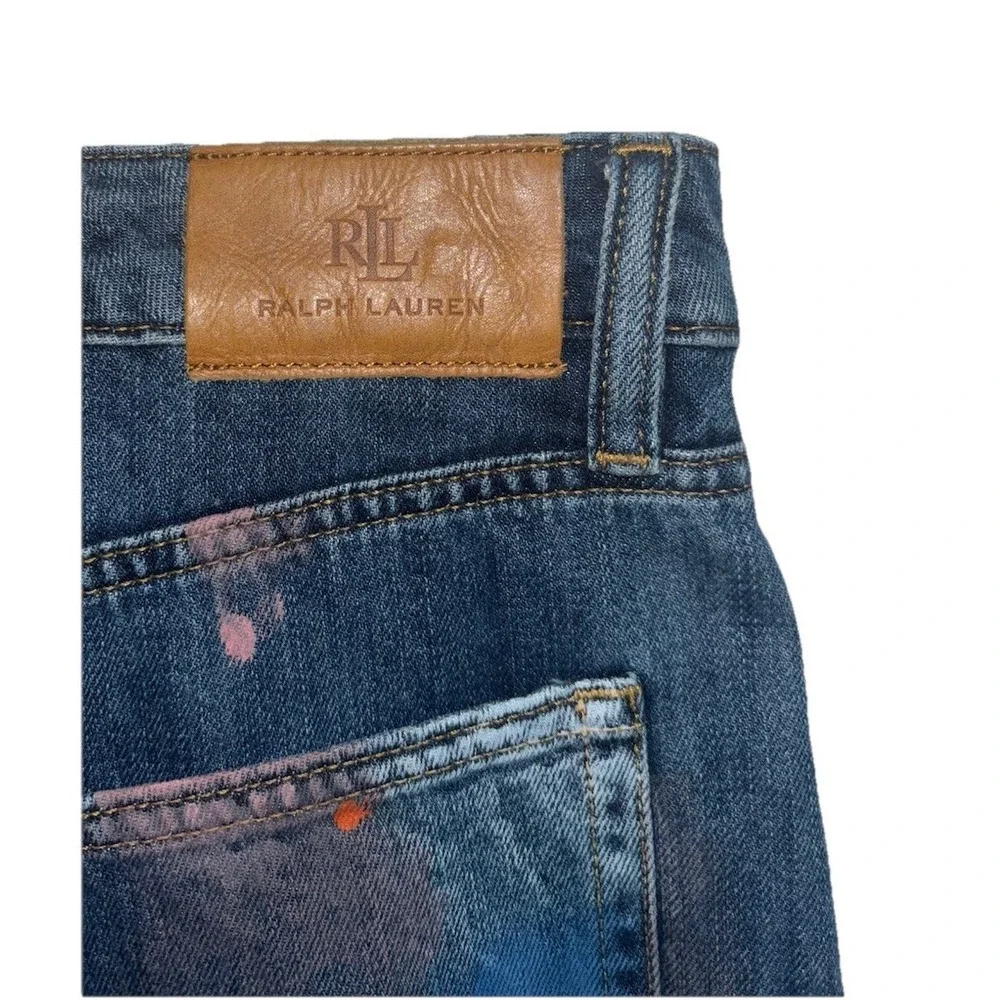 Lauren Ralph Lauren Sz 12 Painted High-Rise Relaxed Cropped Jean Atlas Wash Boho